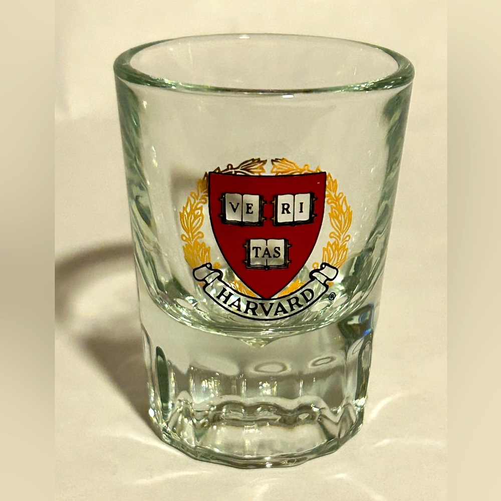 Vintage Harvard University College Shot Glass Large Heavy 80s‎ 90’s Drinking